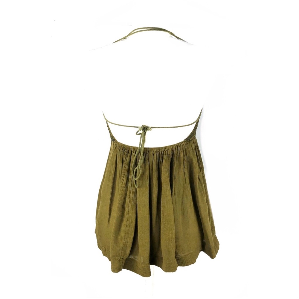 Free people halter top open back green embroidered - Picture 3 of 6